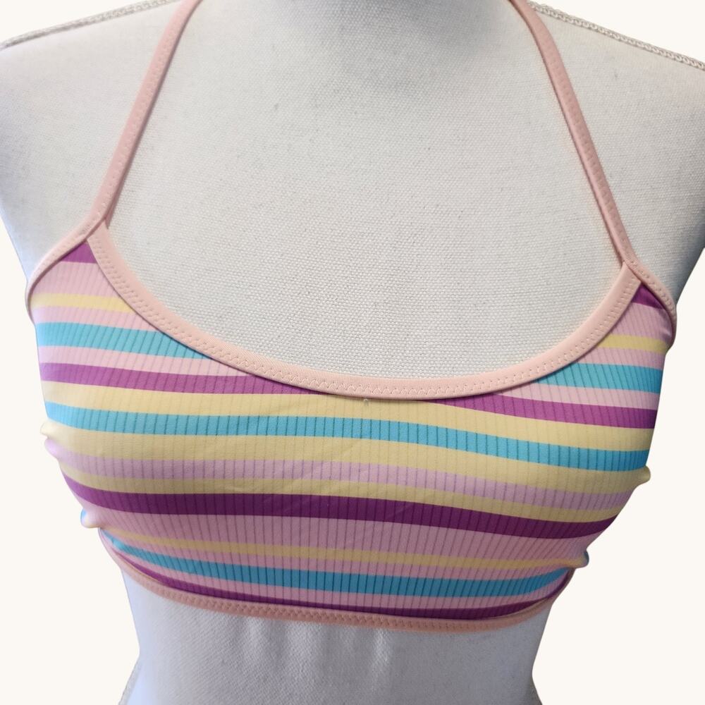 NWT CUPSHE Bikini Swimsuit 2 Pc Womens Small Striped Bandeau Top Hip Tie Sexy - Picture 5 of 14
